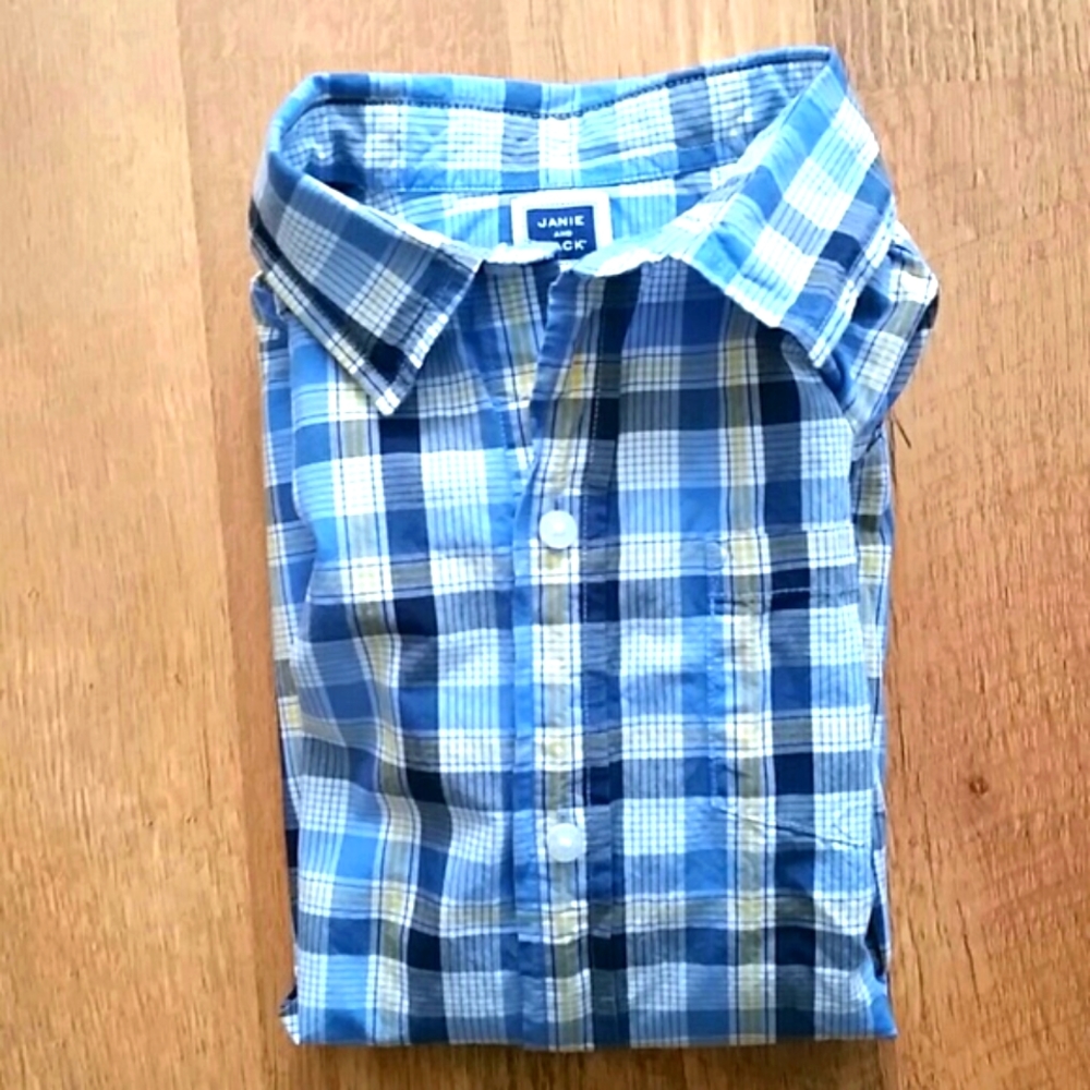 Janie & Jack Boys Blue and Yellow Plaid Buttondown Shirt Size 8